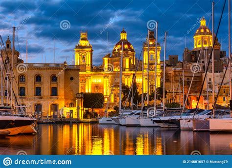 Beautiful Marina Of Birgu At Dusk Malta Stock Image Image Of Island