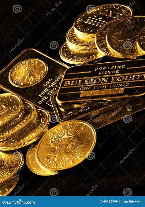 Gold Coins And Bars For Wealth Stock Image Image Of Cent Background