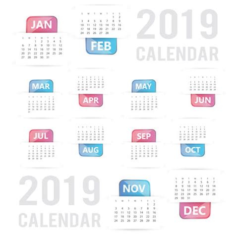 2019 Calendar Template Design Vectors Eps Uidownload
