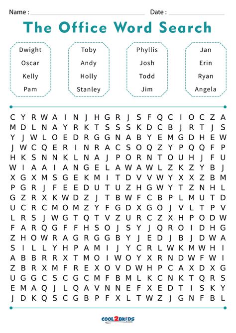 Printable The Office Word Search