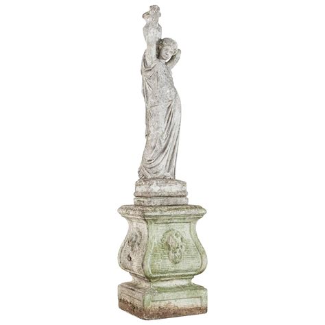 Antique French Classical Greek Female Stone Garden Statue For Sale At