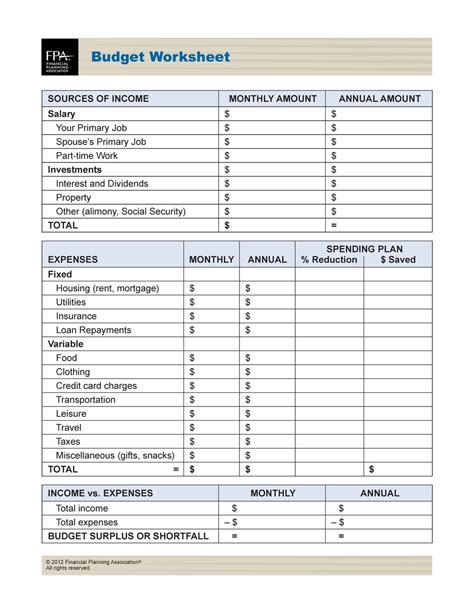 Financial Planning Worksheets Math Worksheets Grade 4 — Db