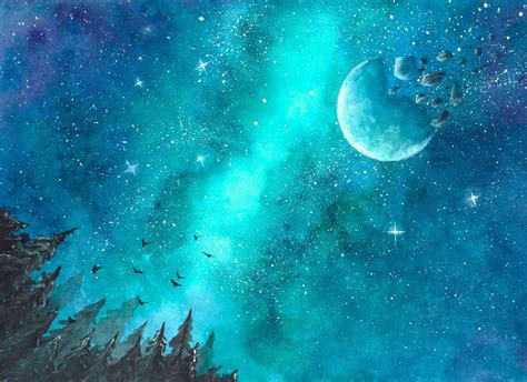 Starry Night Starry Sky Night Sky Print Night Sky Painting Etsy