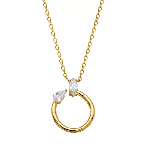 Sarafina 14k Gold Plated Cubic Zirconia Open Circle Pendant Necklace