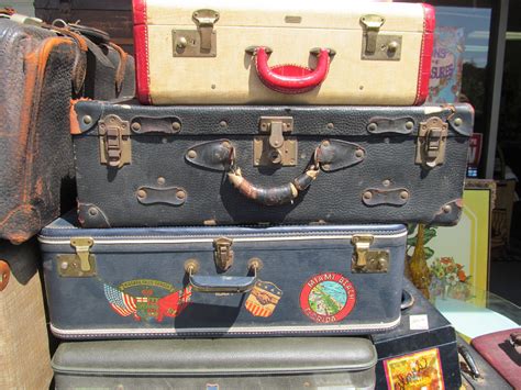 Close Up Of Vintage Suitcase Display In Front Of The Shop At Tons Of