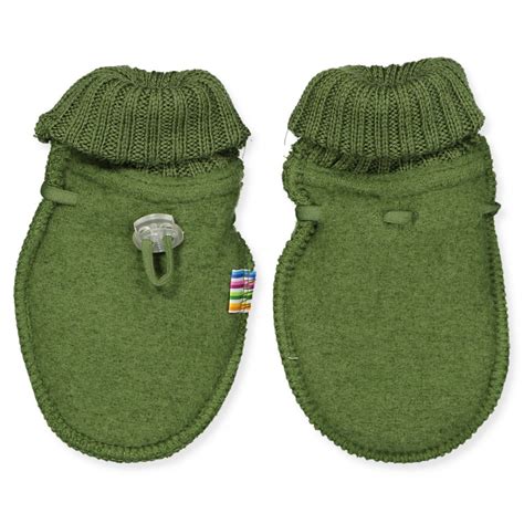 Joha Green Wool Fleece Mittens Bottle Green Green