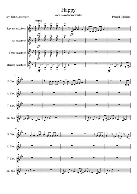 Happy Sheet Music For Saxophone Alto Saxophone Tenor Saxophone Baritone Saxophone Soprano