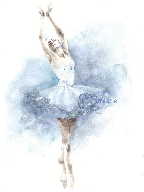 Original Watercolor Painting Ballerina Dancing By Yuliasheart Avec