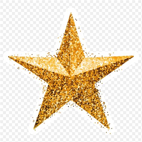 Glitter Gold Star Sticker With White Border Royalty Free Stock