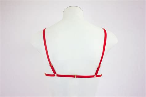Red Body Harness Lingerie Bralette Triangle Cage Bra Harness Top Sexy Red Lingerie Boudoir