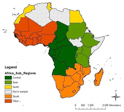 Map Of Africa Showing Grouping Of Countries In The Meta Sample Into