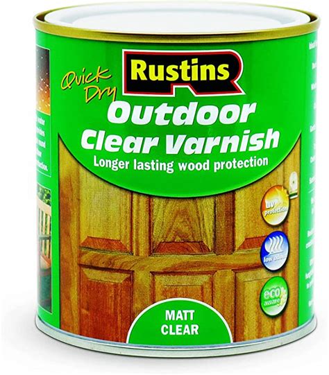 Rustins Quick Dry Outdoor Clear Varnish 500ml Matt Uk Diy
