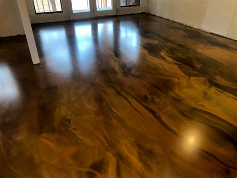 Metallic Marble Epoxy Floor Gold Brown And Copper Glossy Floors