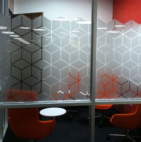 Hexagonal Pattern Glass Conference Room Etch Frosted Window Film
