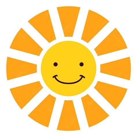 Premium Vector Sun With Smiling Face Funny Weather Character Clear