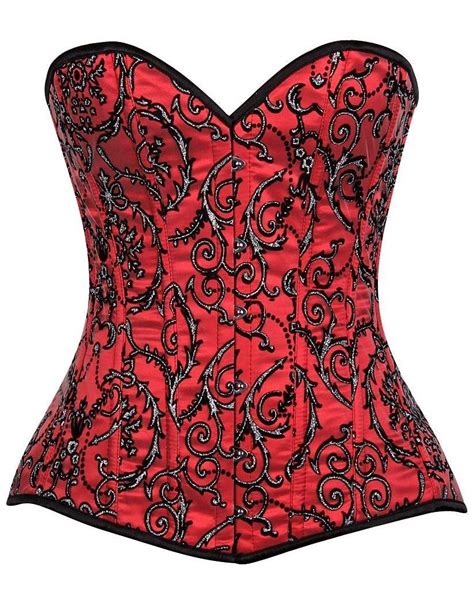 Top Drawer Elegant Red Embroidered Steel Boned Corset