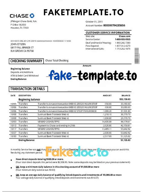 Chase Bank Statement Psd Template Fake Template