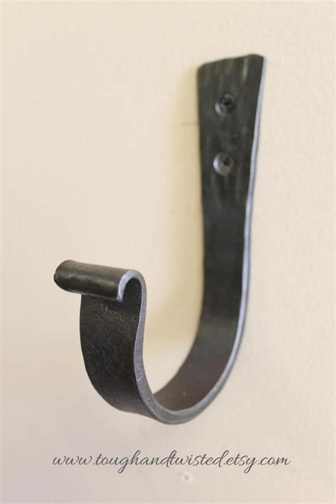 Extra Large Decorative Wall Hook Hand Forged Black Metal Blacksmithing