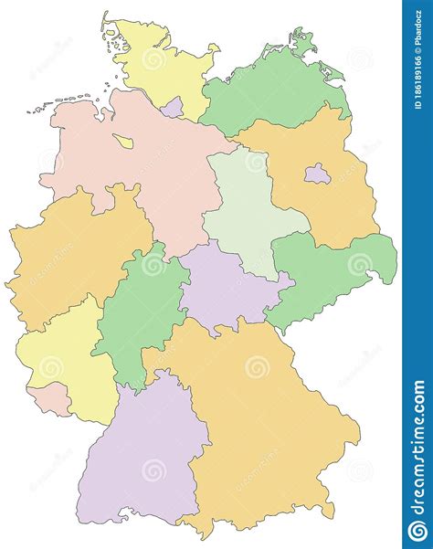 Niemcy Bardzo Szczegółowa Edytowana Mapa Polityczna Z Oddzielnymi