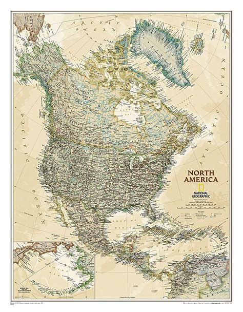 North America Continent Map Geographic North North