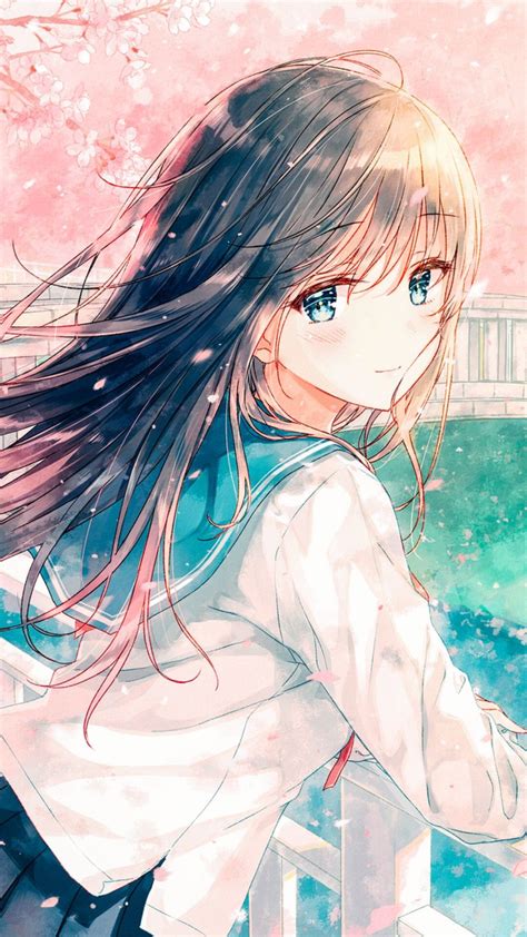 Anime Girl Long Hair In The Wind