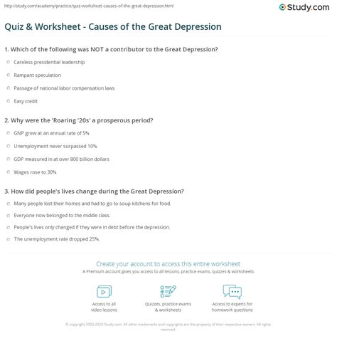 ¡¡ trends that caused the great depression. Quiz & Worksheet - Causes of the Great Depression | Study.com