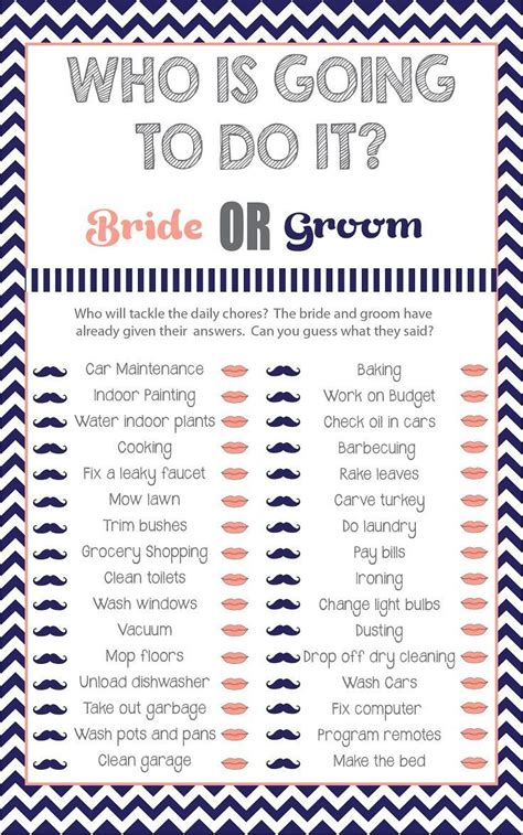 Who Is Going To Do It Bridal Shower Game Coral Shower Game Blue Wedding Shower Game