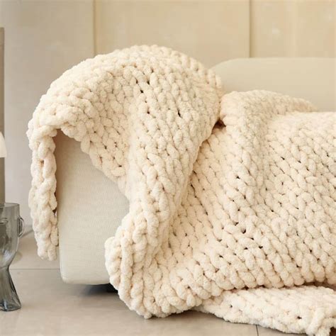Chunky Knit Blanket Chunky Knit Throw Chenille Bulky Blanket Crochet Blanket Knitfirst