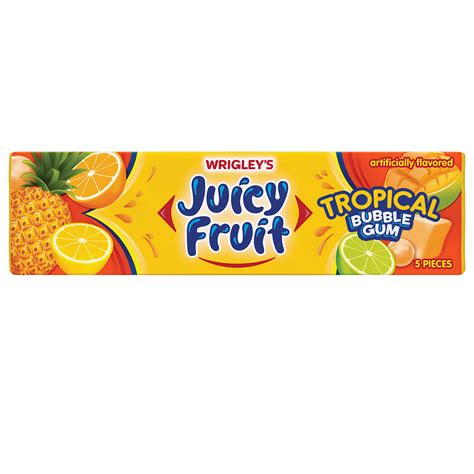 Juicy Fruit Tropical Bubble Gum 5 Pieces Usa Candy Factory