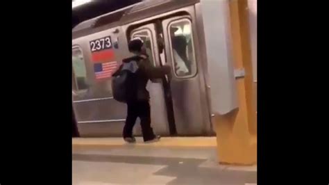 Man Opens Subway Train Door To Beat A Meme Version Youtube