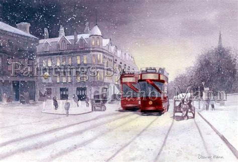 London Trams In Snow Eleanor Mann Watercolour Artist And Tutor