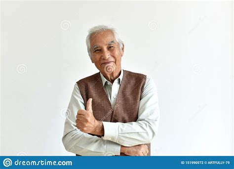 Asian Senior Old Man Confident And Smiling Elderly People Showing