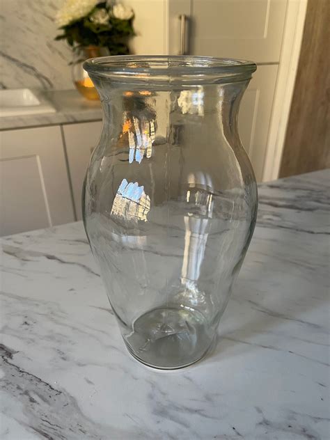 Large Clear Glass Bottle Vase 25cm Vintage Glass Vase Glass Etsy