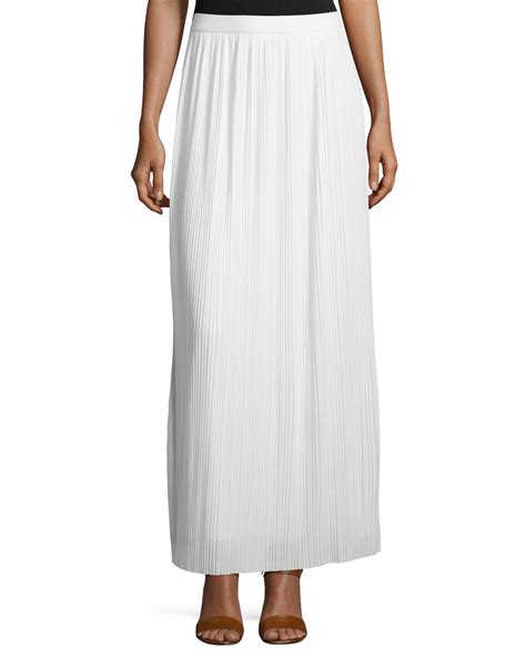 Joan Vass Plus Size Long Pleated Skirt White Neiman Marcus