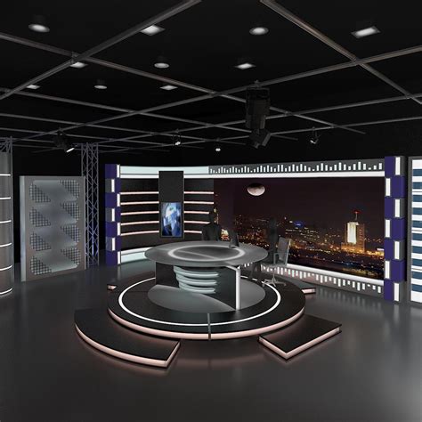 Virtual Tv Studio News Set 6 3d Model Flatpyramid