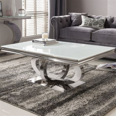 Vida Living Orion White Glass Coffee Table Furniture123