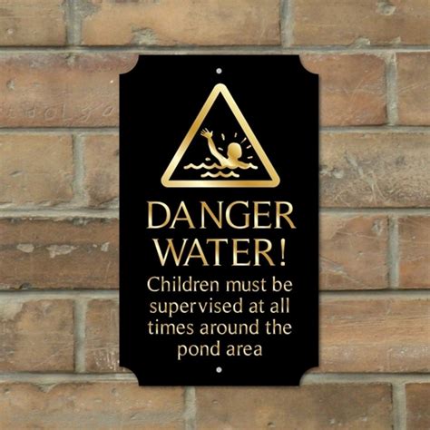 Jaf Graphics Water Pond Danger Sign Classic Design