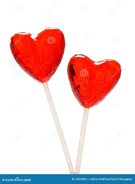 Two Heart Shaped Lollipops For Valentine Royalty Free Stock Photo
