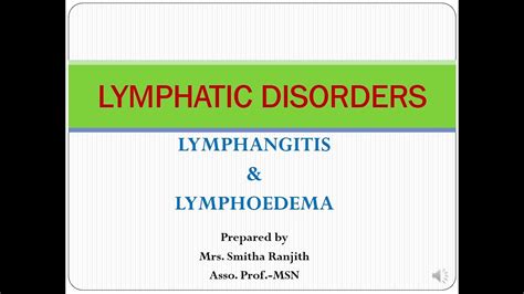 Ii Yr Gnm Msn Ii Lymphangitis And Lympoedema Mrs Smitha Ranjith Asso