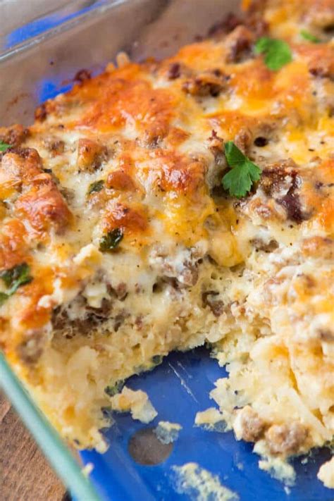 Cheesy Sausage Hash Brown Breakfast Casserole Recipe In