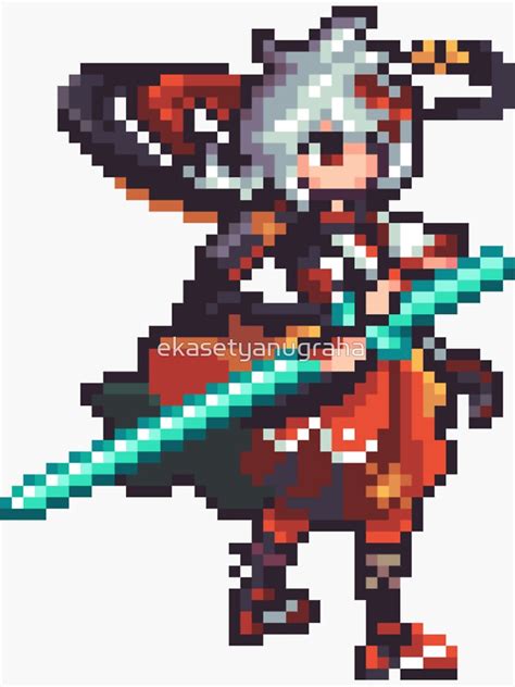 Kaedehara Kazuha Genshin Impact Pixel Art Sticker Von Ekasetyanugraha Redbubble