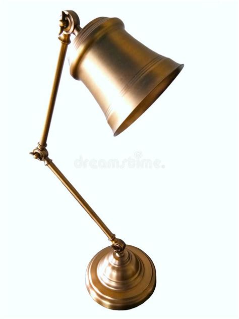 Isolated Desk Lamp Gold Colored Turned Off The Lamp Is Vintage Style