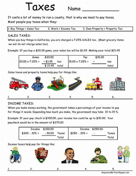 All About Numbers Tax Worksheet
