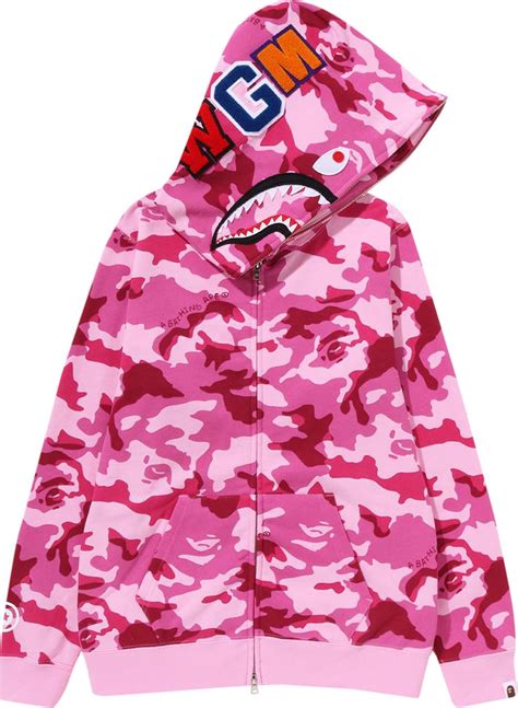 Buy Bape Woodland Camo Shark Full Zip Hoodie Pink 1j30 215 006 Pink