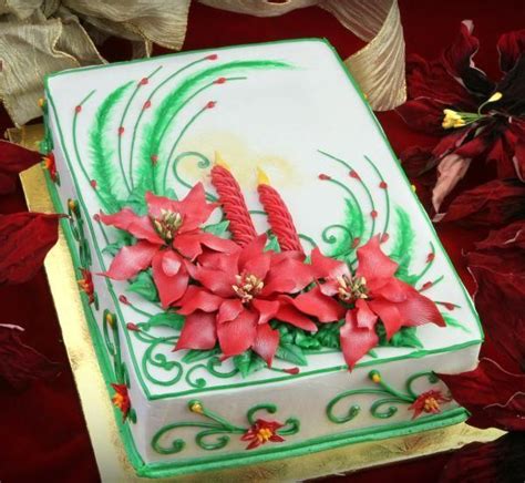 In small bowl, place 1 1/4 cups of the batter; images of mini decorated christmas cakes | This beautifully decorated Poinsettia Cake is the ...