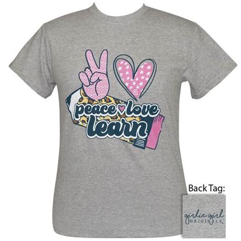 Girlie Girl Originals Preppy Peace Love Learn T Shirt Simplycutetees