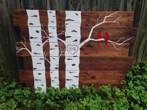 Handpainted Pallet Art With Aspen Trees And Birds More Wood Pallet Art