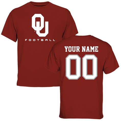 Oklahoma Sooners Crimson Personalized Name And Number Football T Shirt