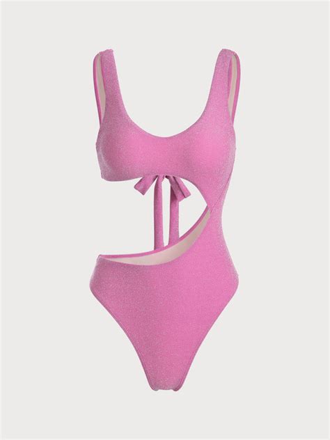 Lurex Cut Out One Piece Swimsuit And Reviews Pink Sustainable One