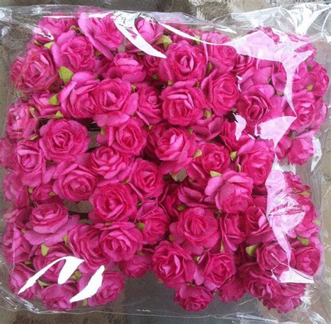 100 Wholesale Hot Pink Mulberry Roses Paper Flowers 06 Inch Bulk Price